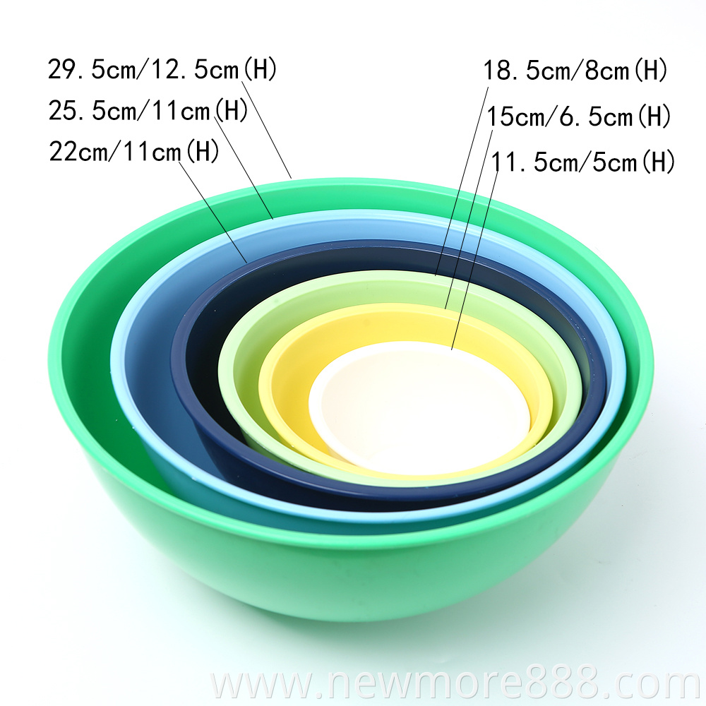 6pcs Plastic Mixing Salad Bowl